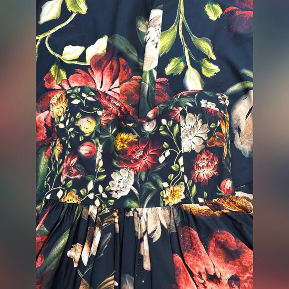 AGUA Tonia Paramo strapless lace-trimmed embellished floral-print cotton dress - Picture 13 of 17